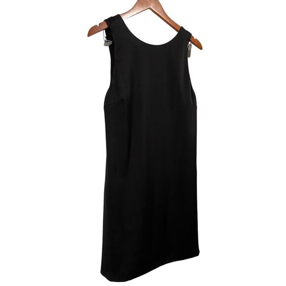 Alice + Olivia Lita Cowl Back Mini Dress Large Black Satin Draped Open Back Chic - Picture 7 of 16